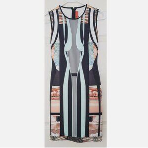 Clover Canyon Dress Scuba Sheath XS Deco Jewel Psychedelic Crystal